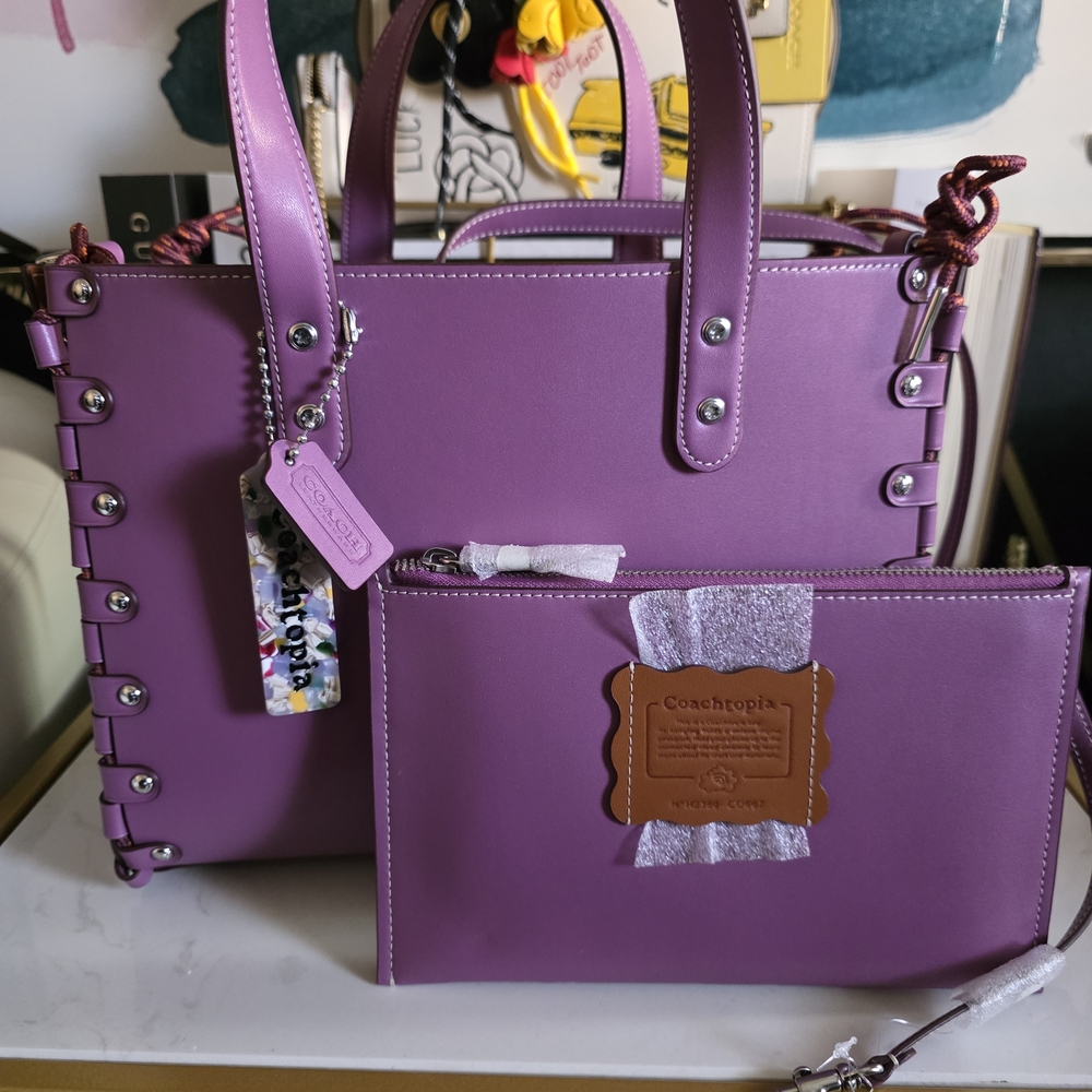 NWT Coach Re Laceable Purple Medium Tote - Picture 4 of 9
